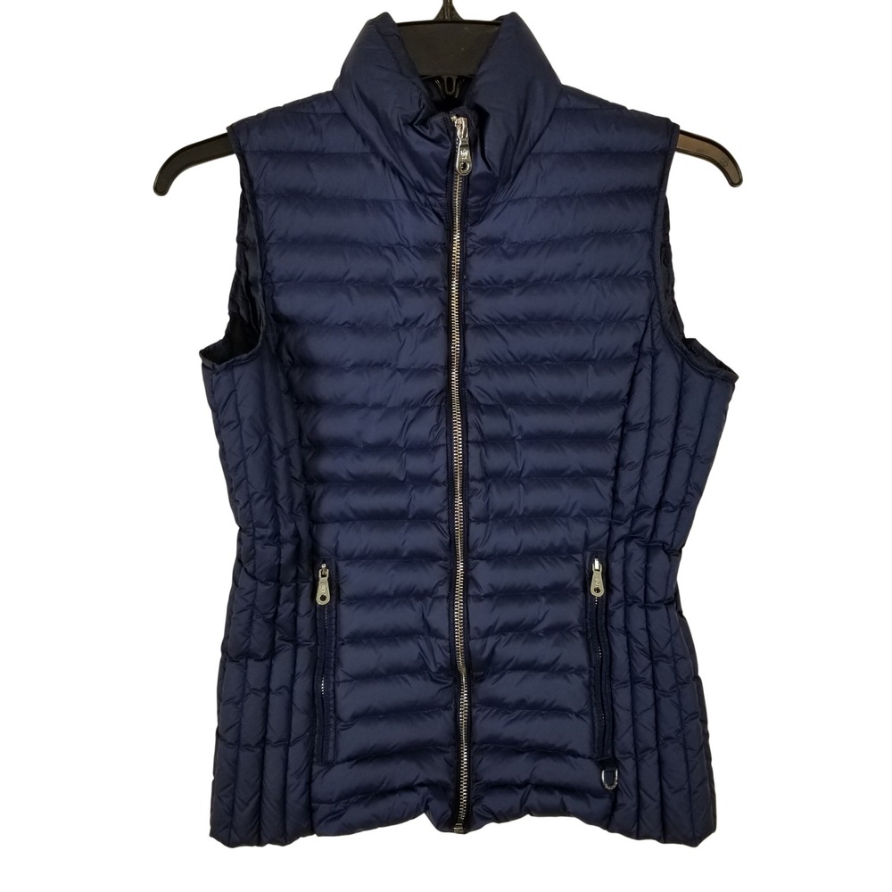 Massimo Dutti Womens Navy Blue Quilted Down Puffer Vest Lightweight Size Small S